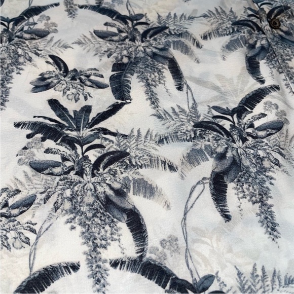 Havana Jim Tropical White Palm Tree Print Men's Button Down Shirt - Picture 4 of 5